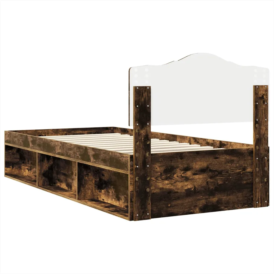 Cadre de lit Chêne fumé 90 x 200 cm Bois de pin massif - 9