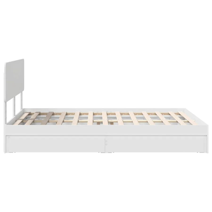 Lit de Rangement Blanc 140 x 190 cm Bois d'ingénierie - 9