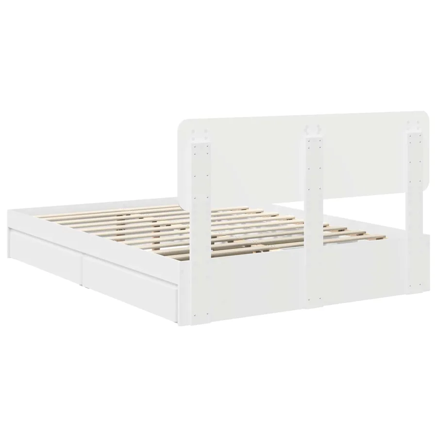 Lit de Rangement Blanc 140 x 200 cm Bois d'ingénierie - 8