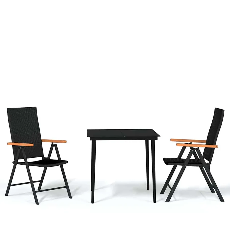 Ensemble à manger de jardin 3 pcs Noir - 2