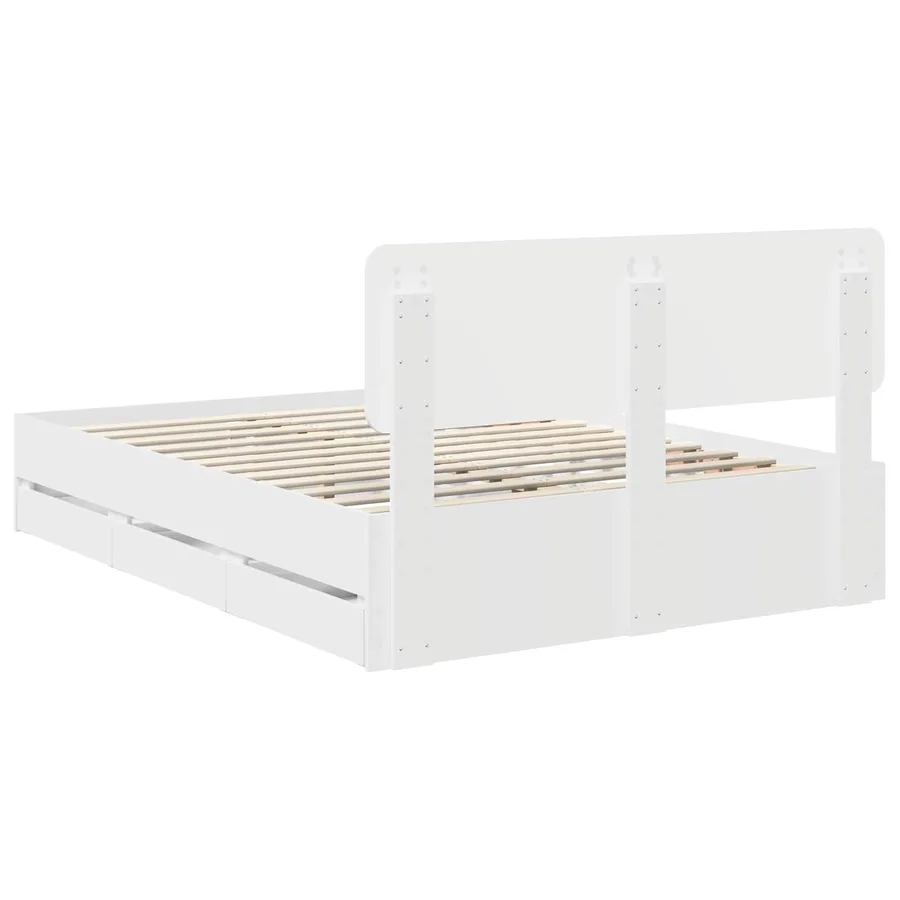 Cadre de lit avec tiroir Blanc 140 x 190 cm Bois d’ingénierie - 10