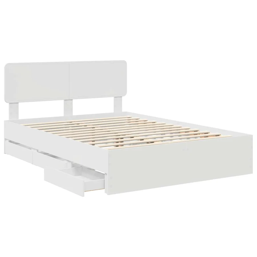 Cadre de lit avec tiroir Blanc 140 x 190 cm Bois d’ingénierie - 5