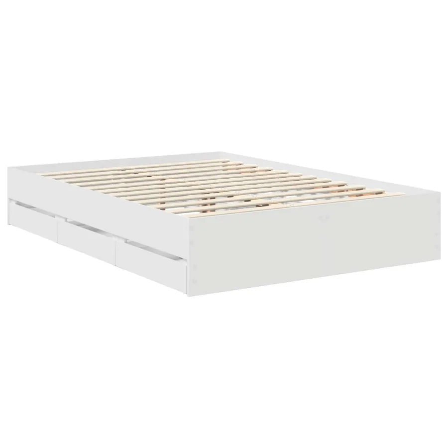 Cadre de lit avec tiroir Blanc 140 x 190 cm Bois d’ingénierie - 6