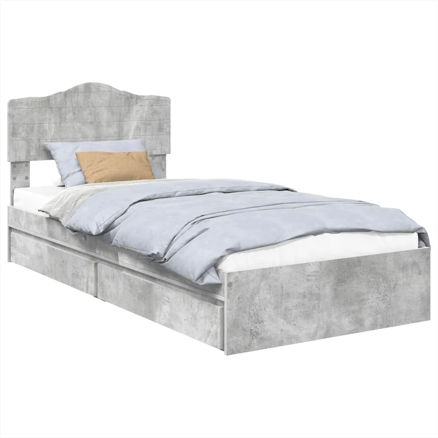 Lit de Rangement Gris béton 90 x 190 cm Bois d'ingénierie - 2