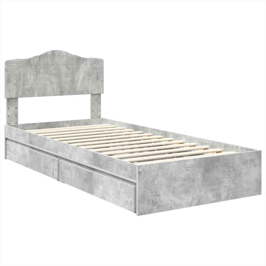 Lit de Rangement Gris béton 90 x 190 cm Bois d'ingénierie - 4