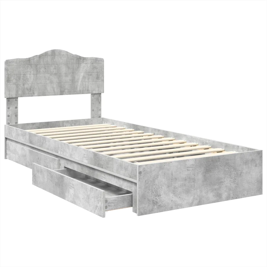 Lit de Rangement Gris béton 90 x 190 cm Bois d'ingénierie - 5