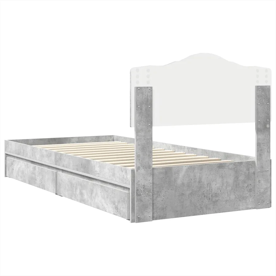 Lit de Rangement Gris béton 90 x 190 cm Bois d'ingénierie - 8