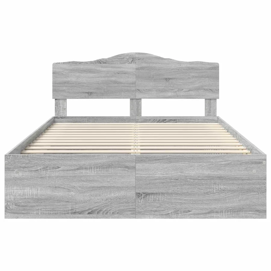Cadre de lit Gris Sonoma 140 x 200 cm Bois de pin massif - 7