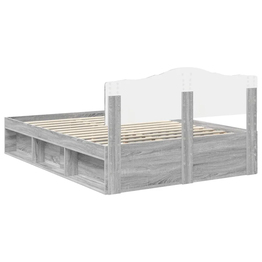 Cadre de lit Gris Sonoma 140 x 200 cm Bois de pin massif - 9