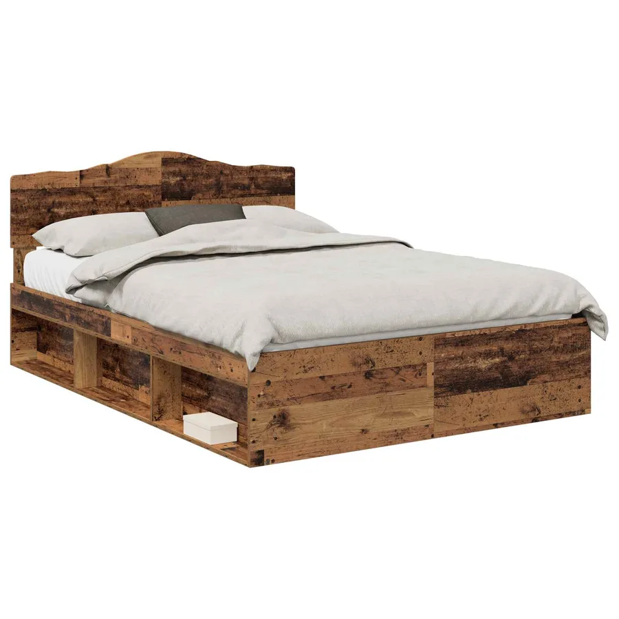 Cadre de lit Bois ancien 140 x 200 cm Bois de pin massif - 2