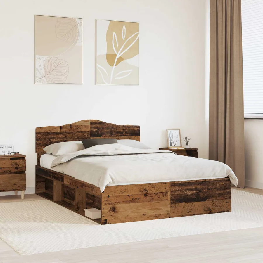 Cadre de lit Bois ancien 140 x 190 cm Bois de pin massif