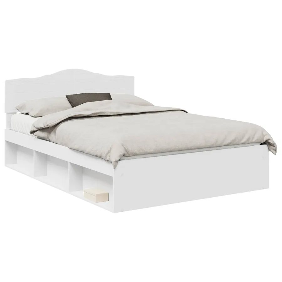 Cadre de lit Blanc 140 x 200 cm Bois de pin massif - 2