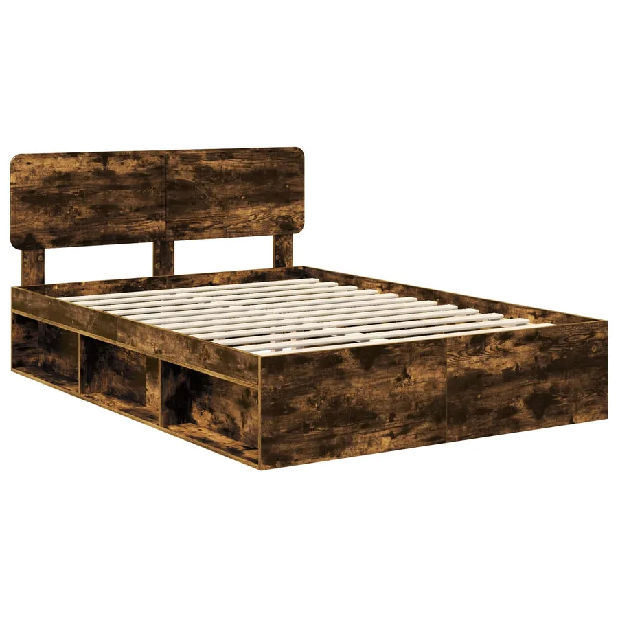 Cadre de lit Chêne fumé 140 x 190 cm Pin massif - 4