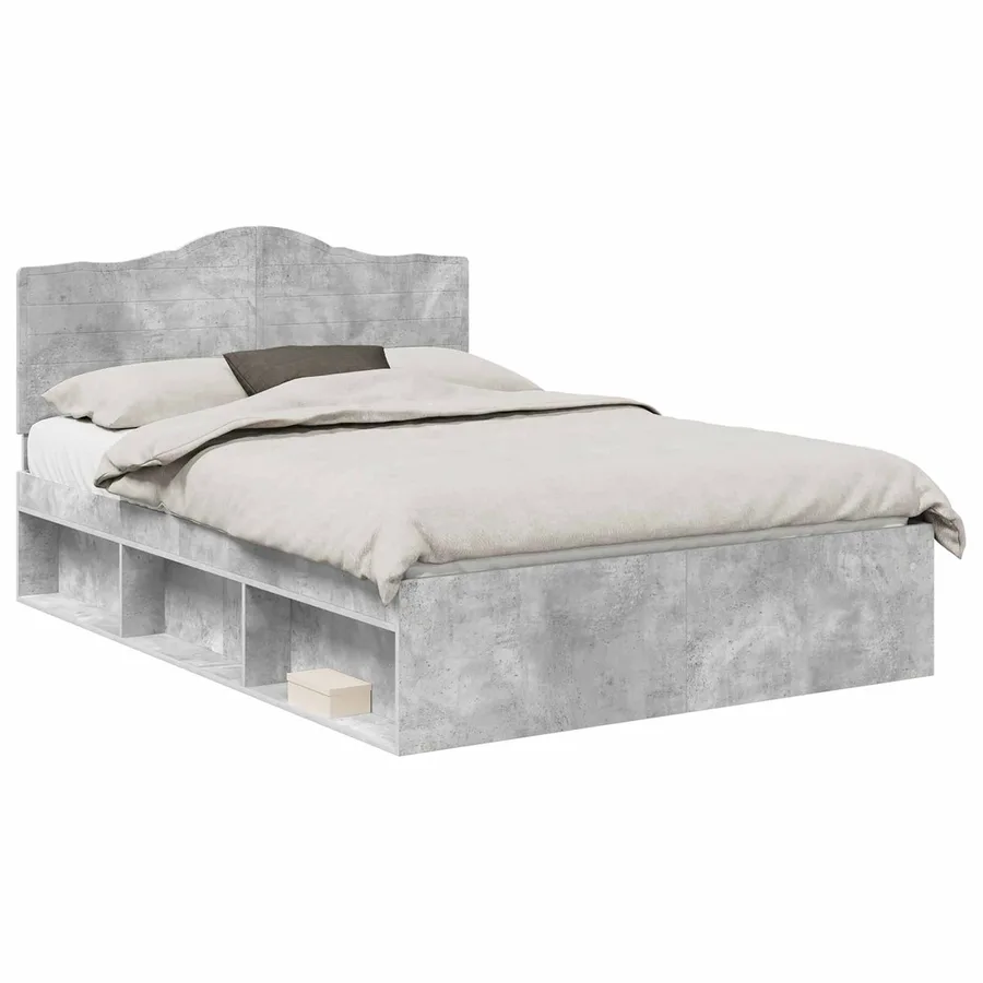 Cadre de lit Gris Béton 150 x 200 cm Pin massif - 2