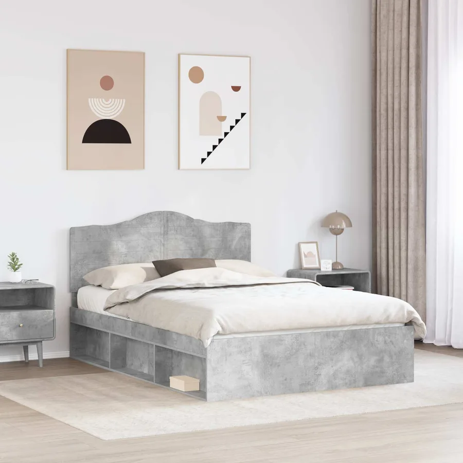 Cadre de lit Gris Béton 150 x 200 cm Pin massif - 3