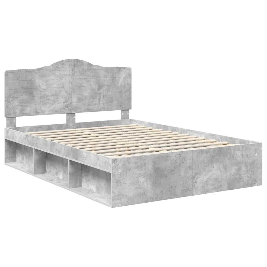 Cadre de lit Gris Béton 150 x 200 cm Pin massif - 4