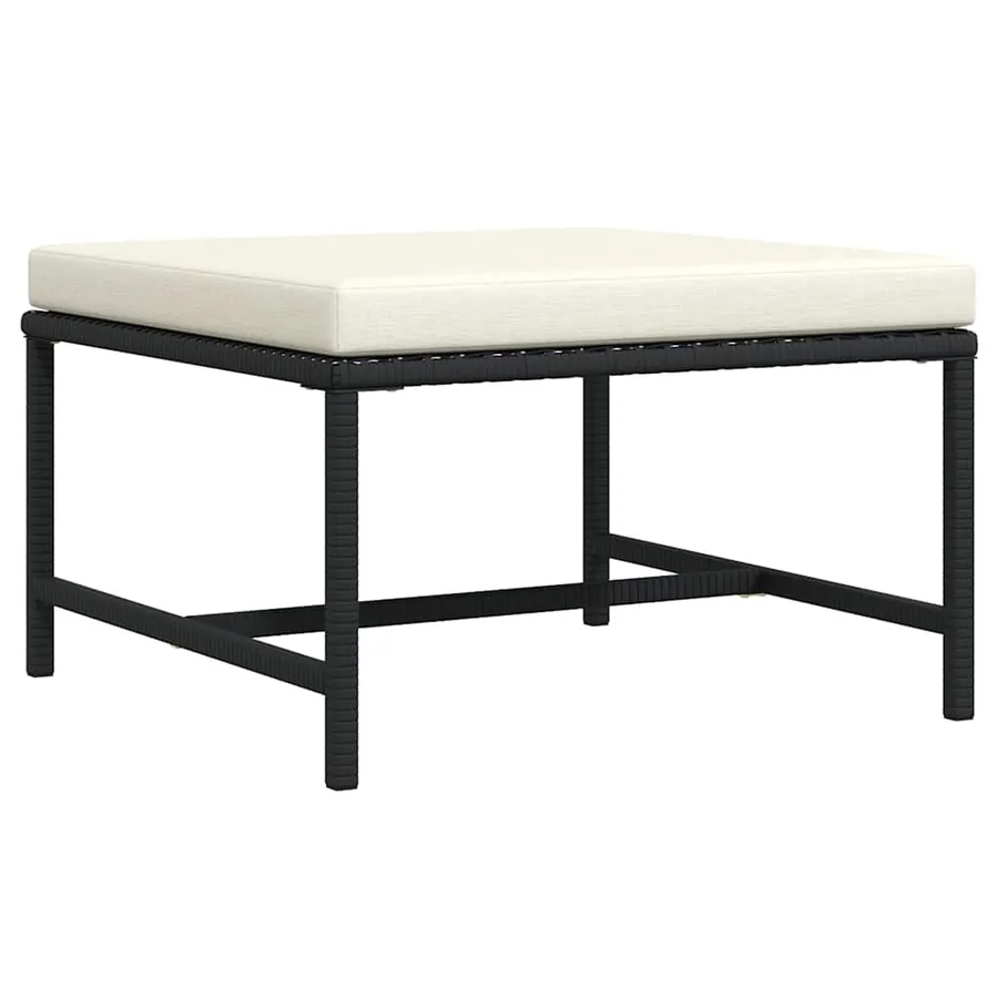 Repose-pied sectionnel avec coussin Noir Résine tressée