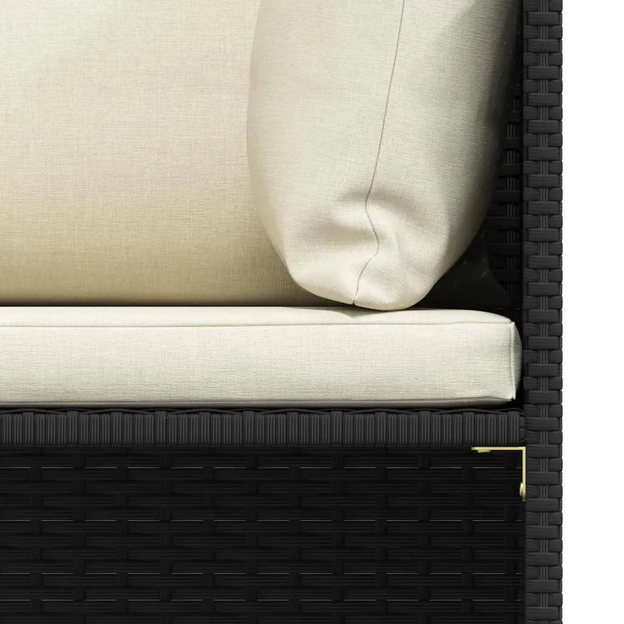 Repose-pied sectionnel avec coussin Noir Résine tressée - 7