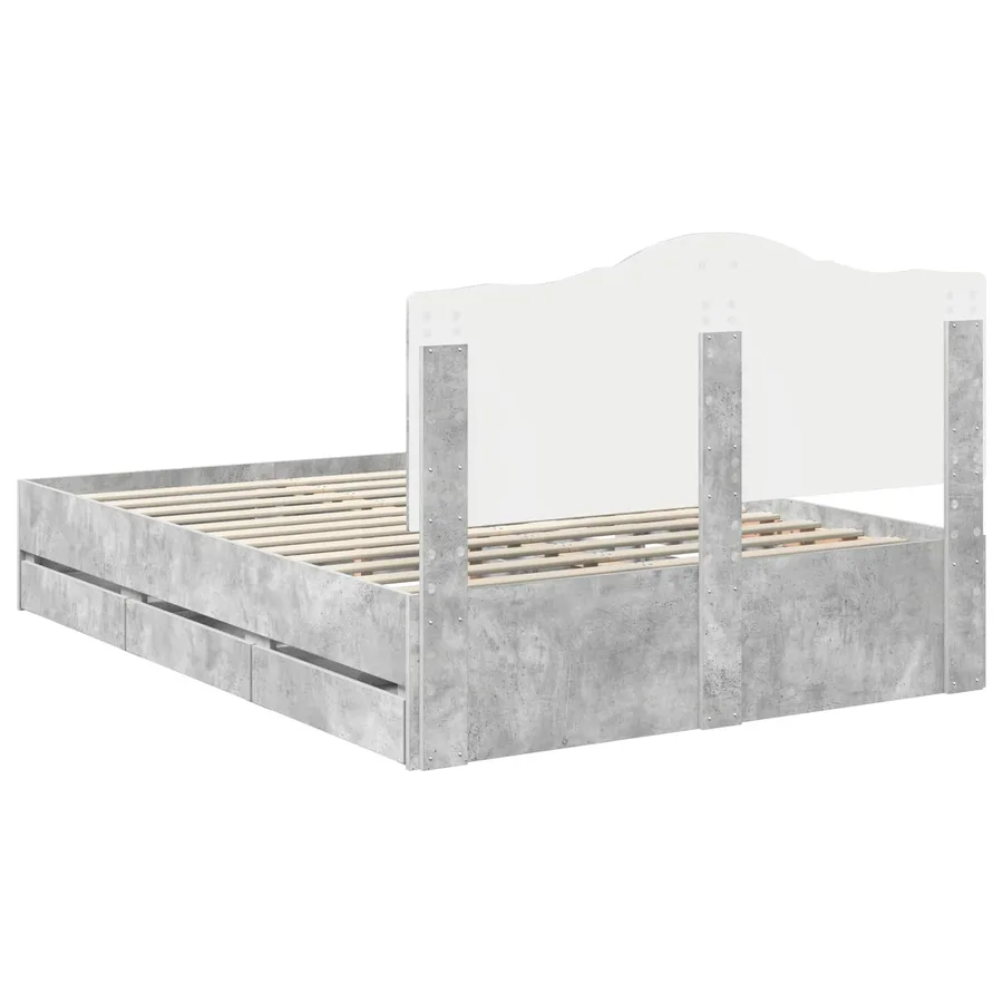 Cadre de lit Gris béton 150 x 200 cm Bois Ingénierie - 10