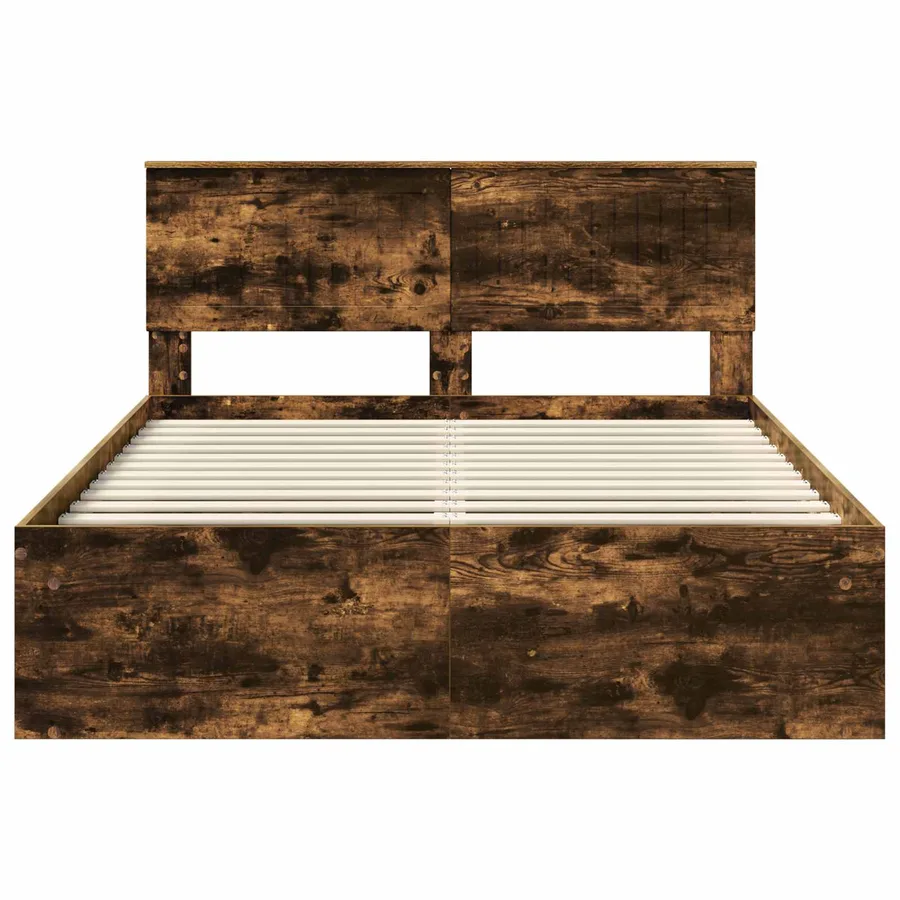 Cadre de lit Chêne fumé 140 x 190 cm Pin massif - 7