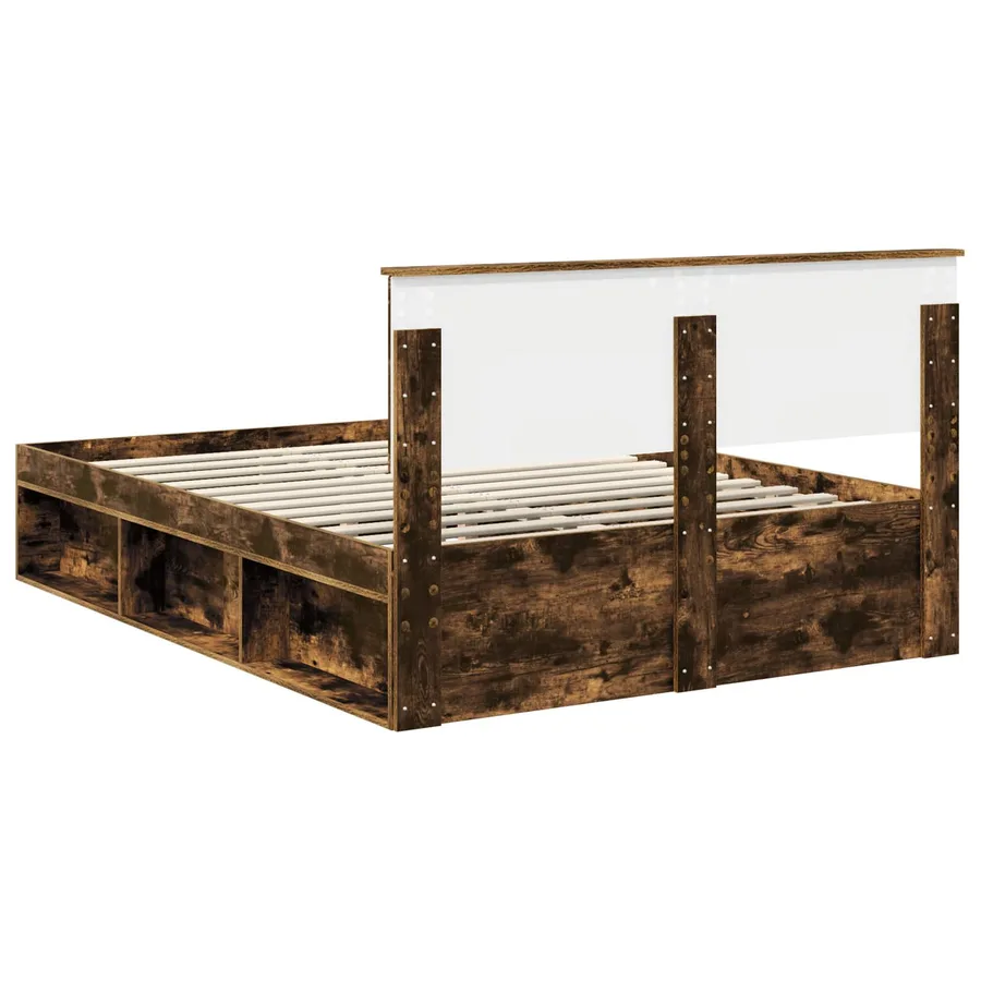 Cadre de lit Chêne fumé 140 x 190 cm Pin massif - 9
