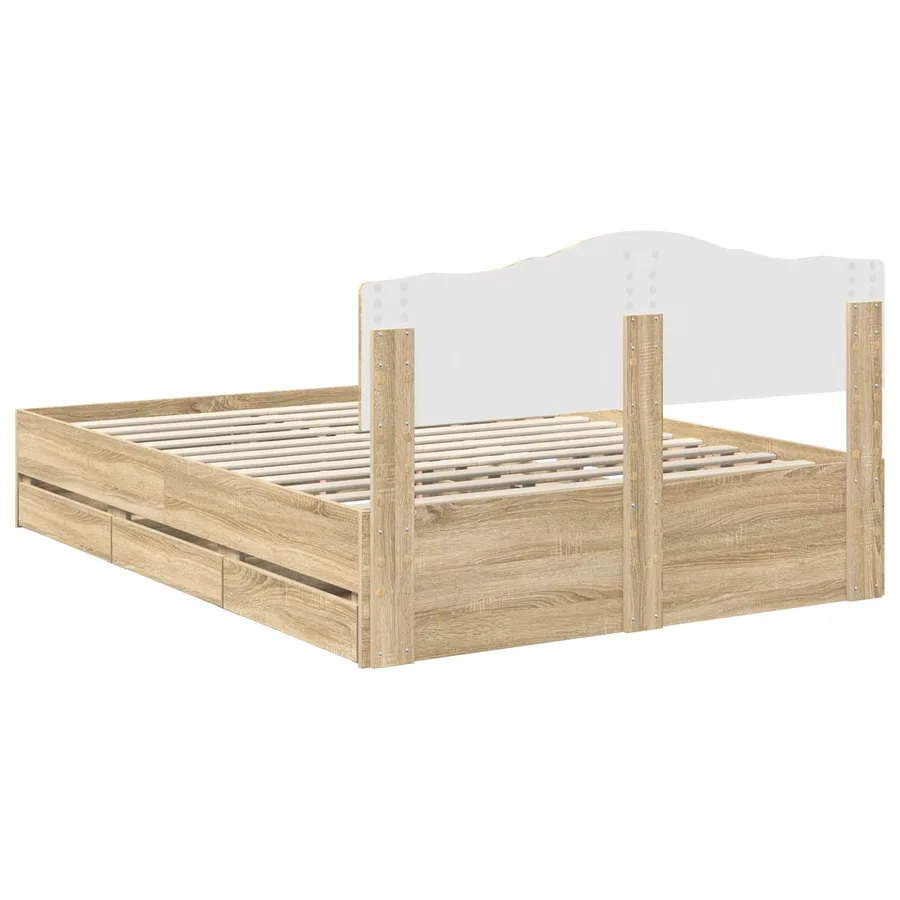 Cadre de lit Chêne Sonoma 150 x 200 cm Bois Ingénierie - 10
