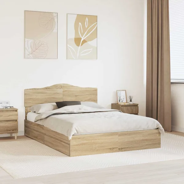 Lit de Rangement Chêne Sonoma 150 x 200 cm Bois d'ingénierie
