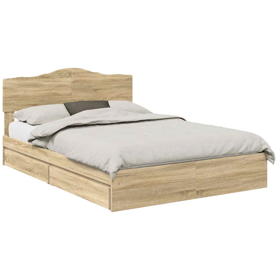 Lit de Rangement Chêne Sonoma 150 x 200 cm Bois d'ingénierie - 2