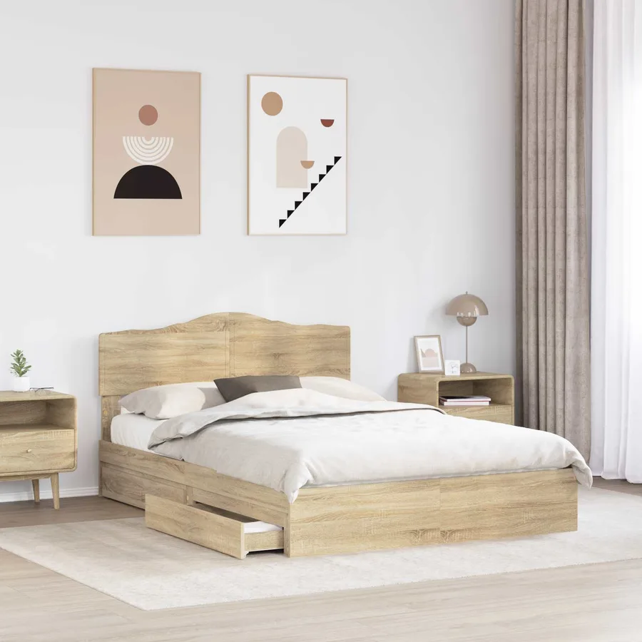Lit de Rangement Chêne Sonoma 150 x 200 cm Bois d'ingénierie - 3