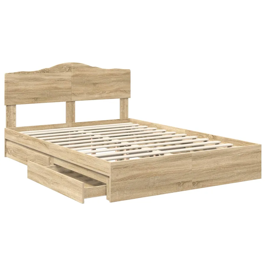 Lit de Rangement Chêne Sonoma 150 x 200 cm Bois d'ingénierie - 5