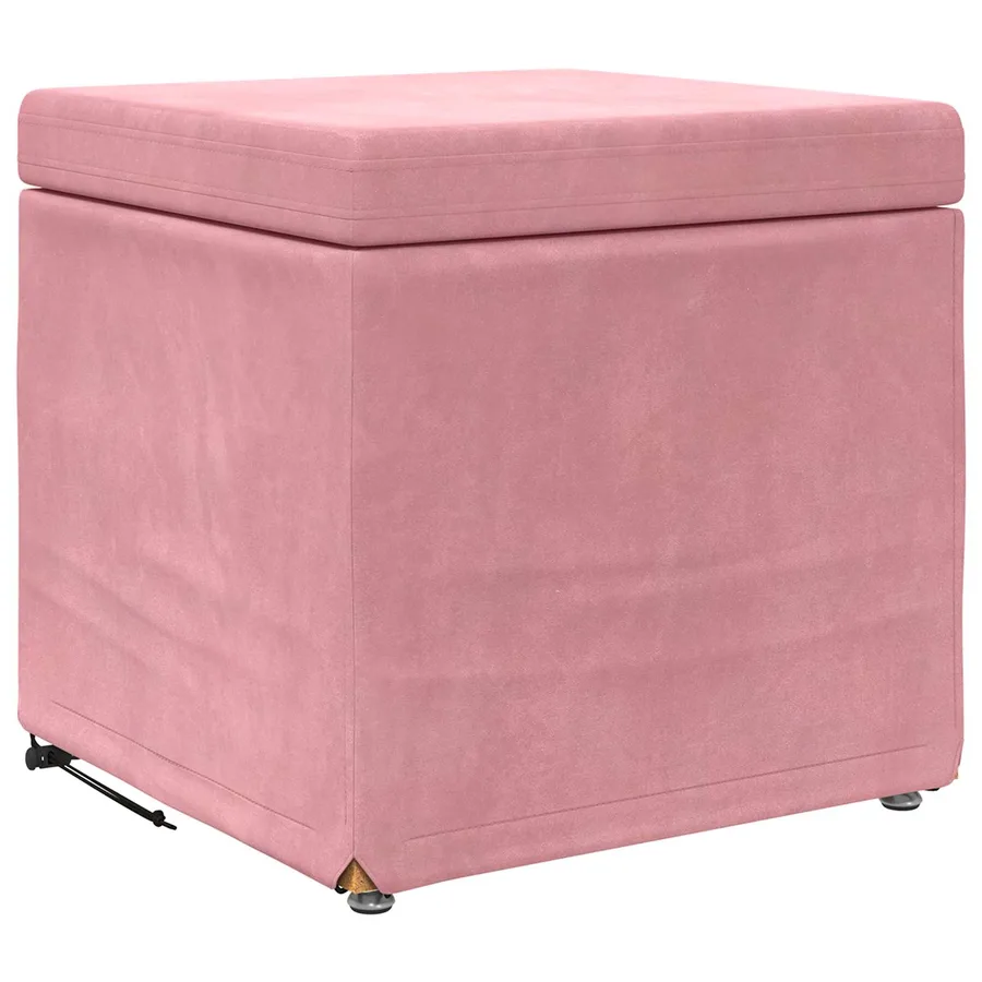 Tabouret Rose 41 x 41 x 40 cm Velours et Bois Composite - 2