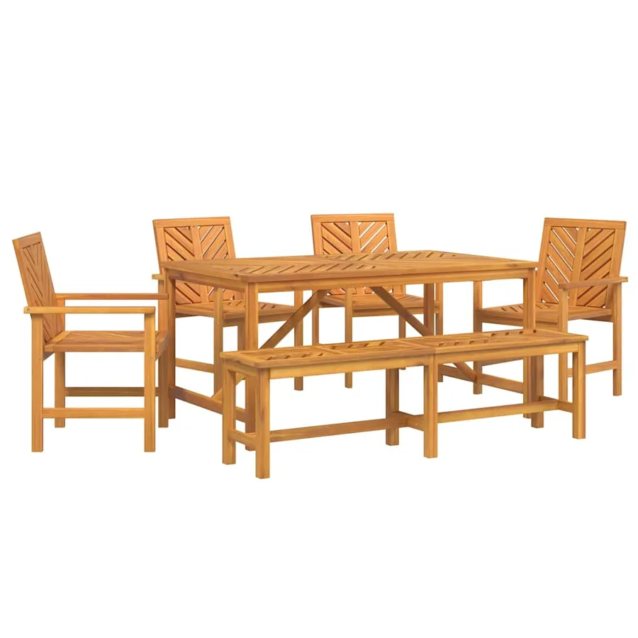 Ensemble de salle à manger pour jardin 6 pc Marron - 2