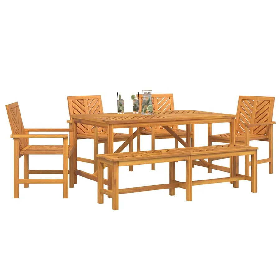 Ensemble de salle à manger pour jardin 6 pc Marron - 3