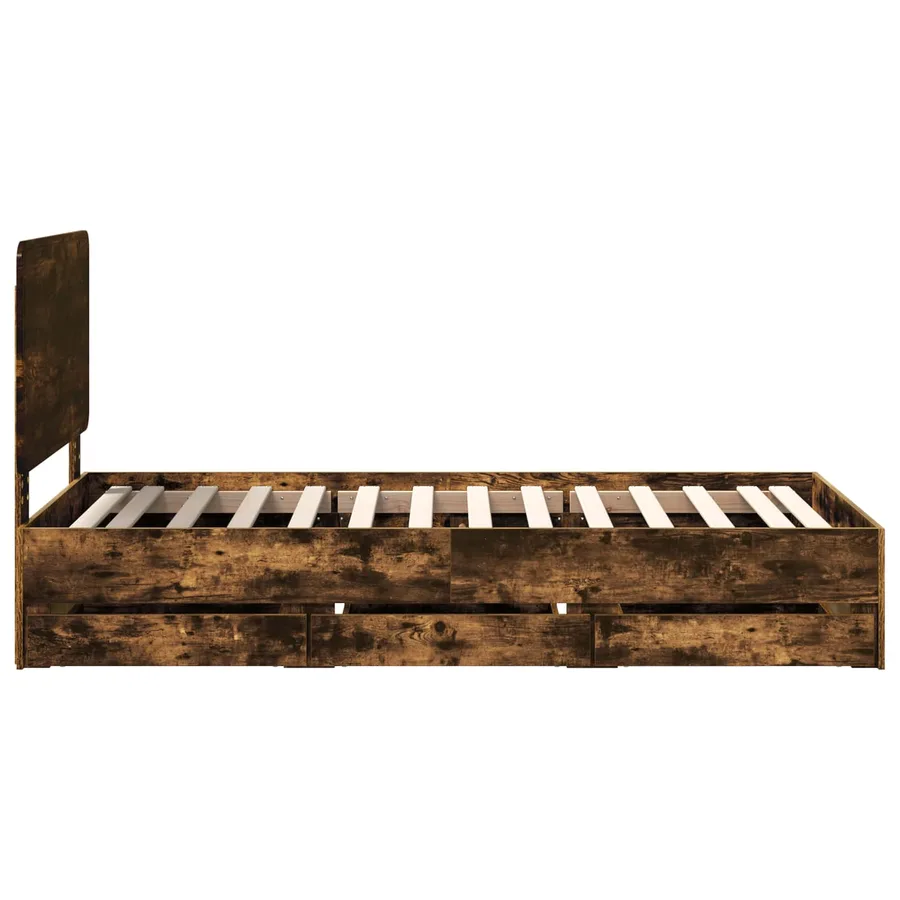 Cadre de lit avec tiroir Chêne fumé 90 x 200 cm Bois Ingénierie - 9