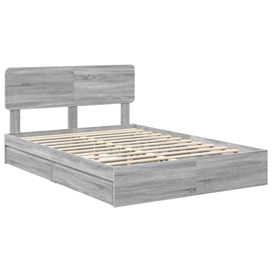 Lit de Rangement Gris Sonoma 140 x 200 cm Bois d'ingénierie - 4