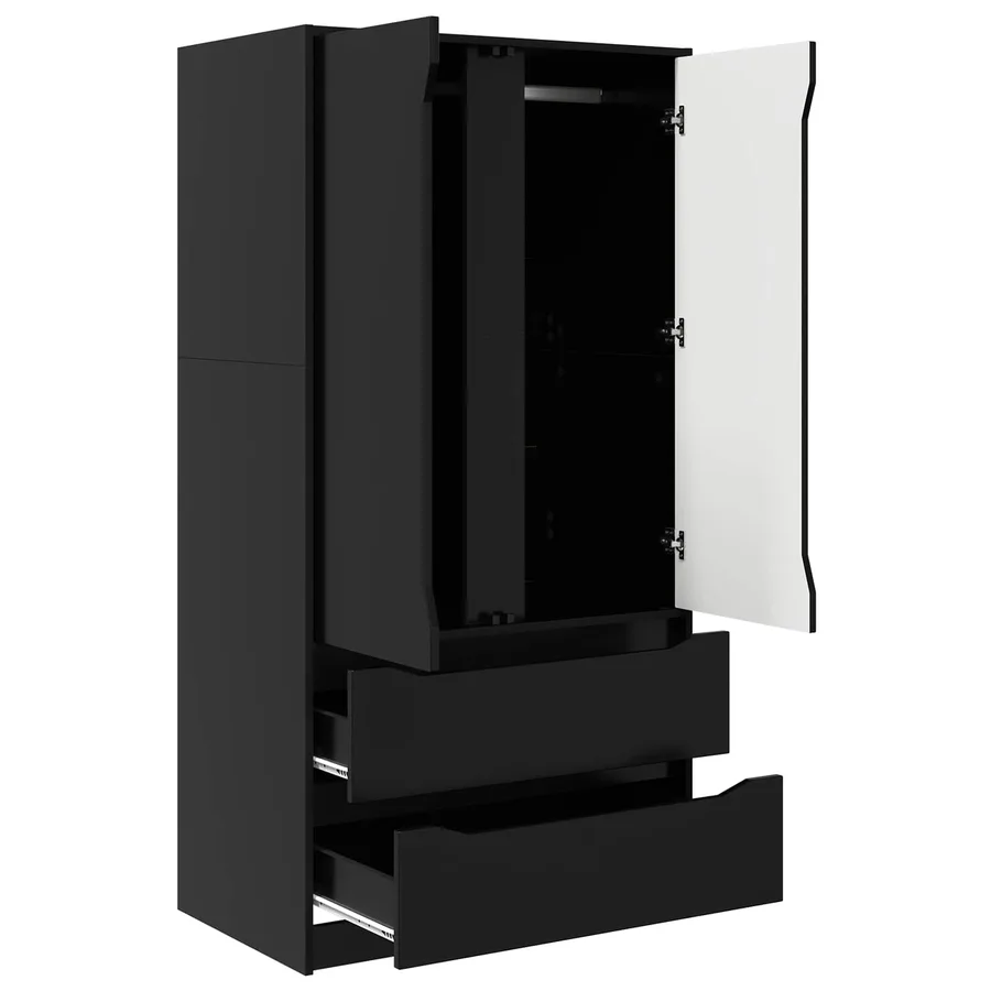 Armoire avec tiroir Noir 79,5 x 49 x 156 cm Bois d’ingénierie - 5