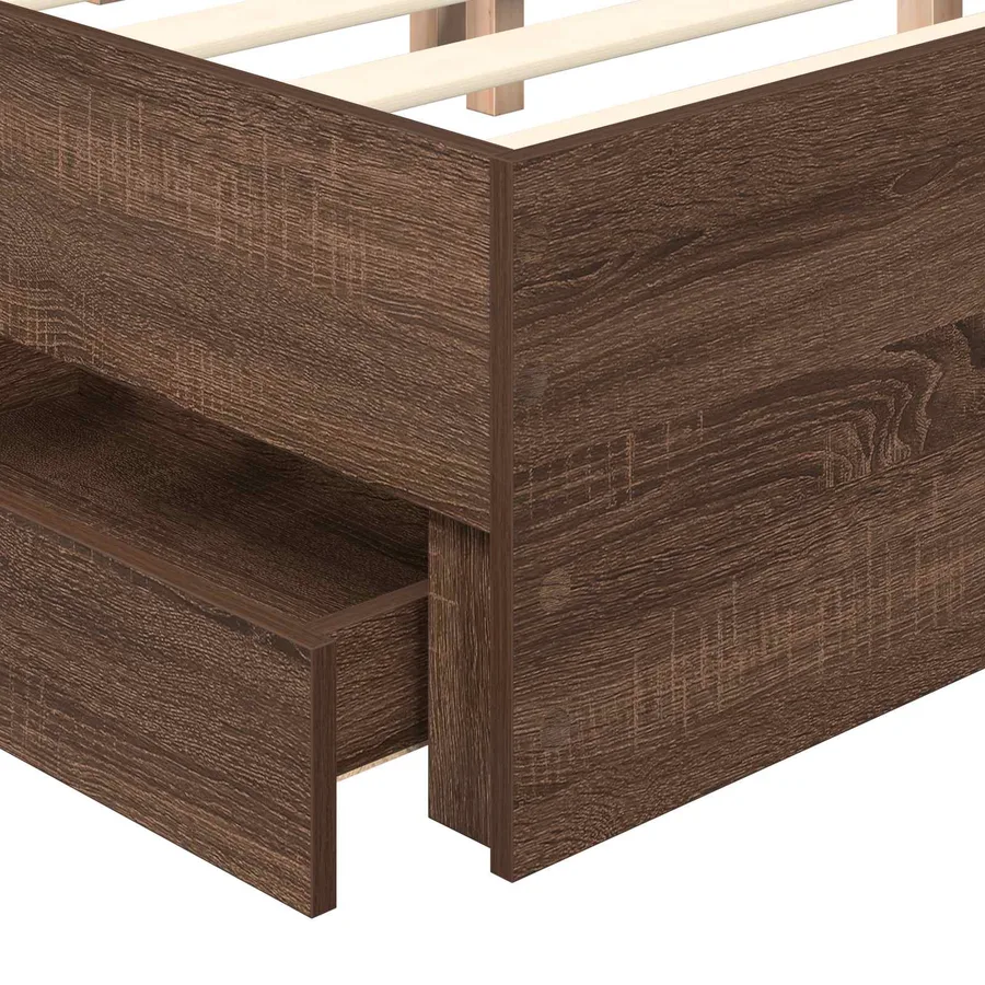 Cadre de lit Chêne brun 135 x 190 cm Bois d’ingénierie - 11