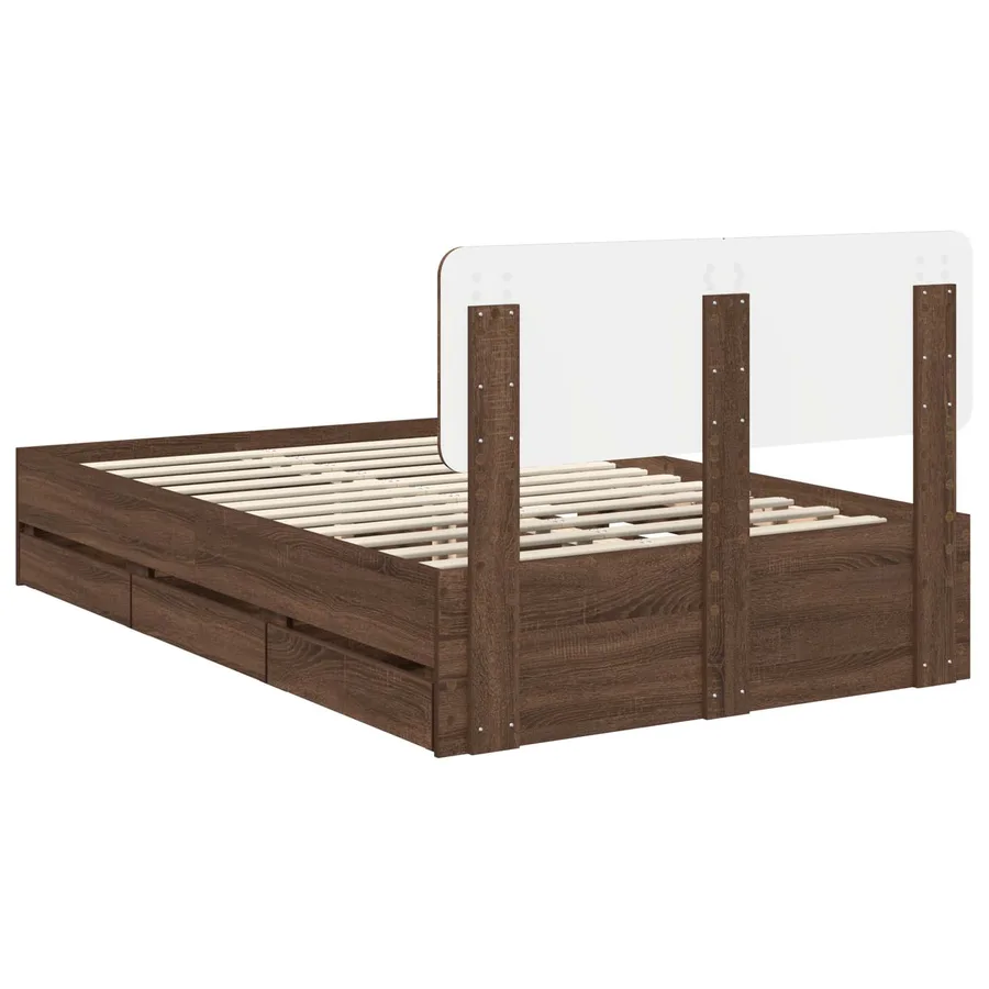 Cadre de lit Chêne brun 135 x 190 cm Bois d’ingénierie - 8