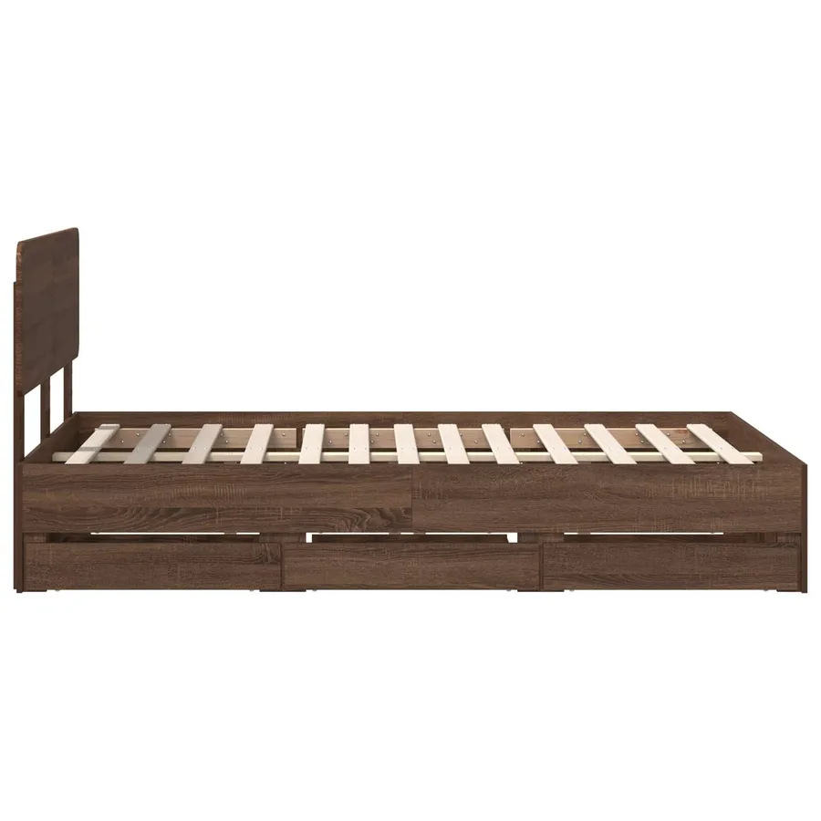 Cadre de lit Chêne brun 135 x 190 cm Bois d’ingénierie - 9
