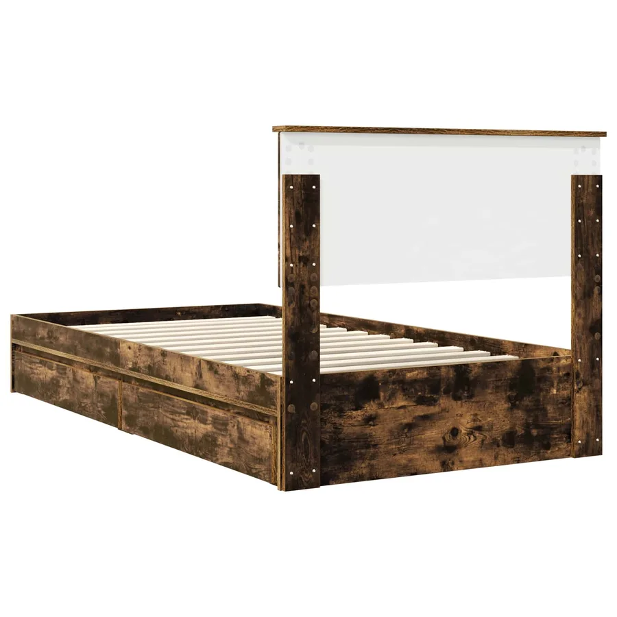 Lit de Rangement Chêne fumé 100 x 200 cm Bois d'ingénierie - 8
