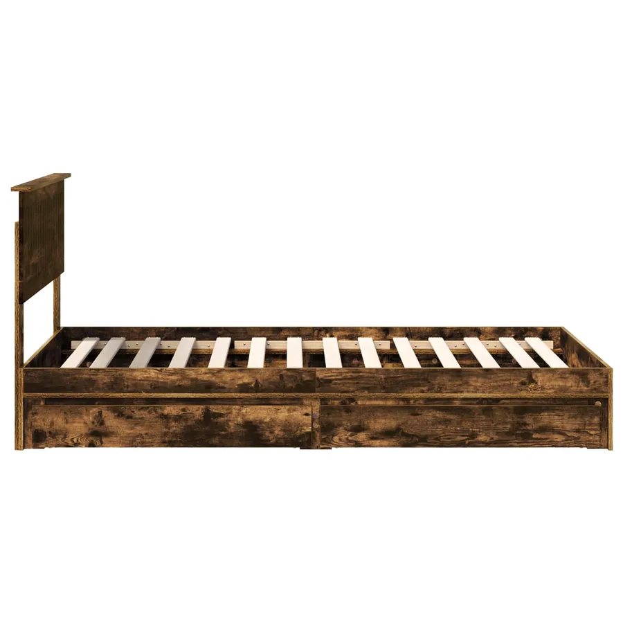 Lit de Rangement Chêne fumé 100 x 200 cm Bois d'ingénierie - 9