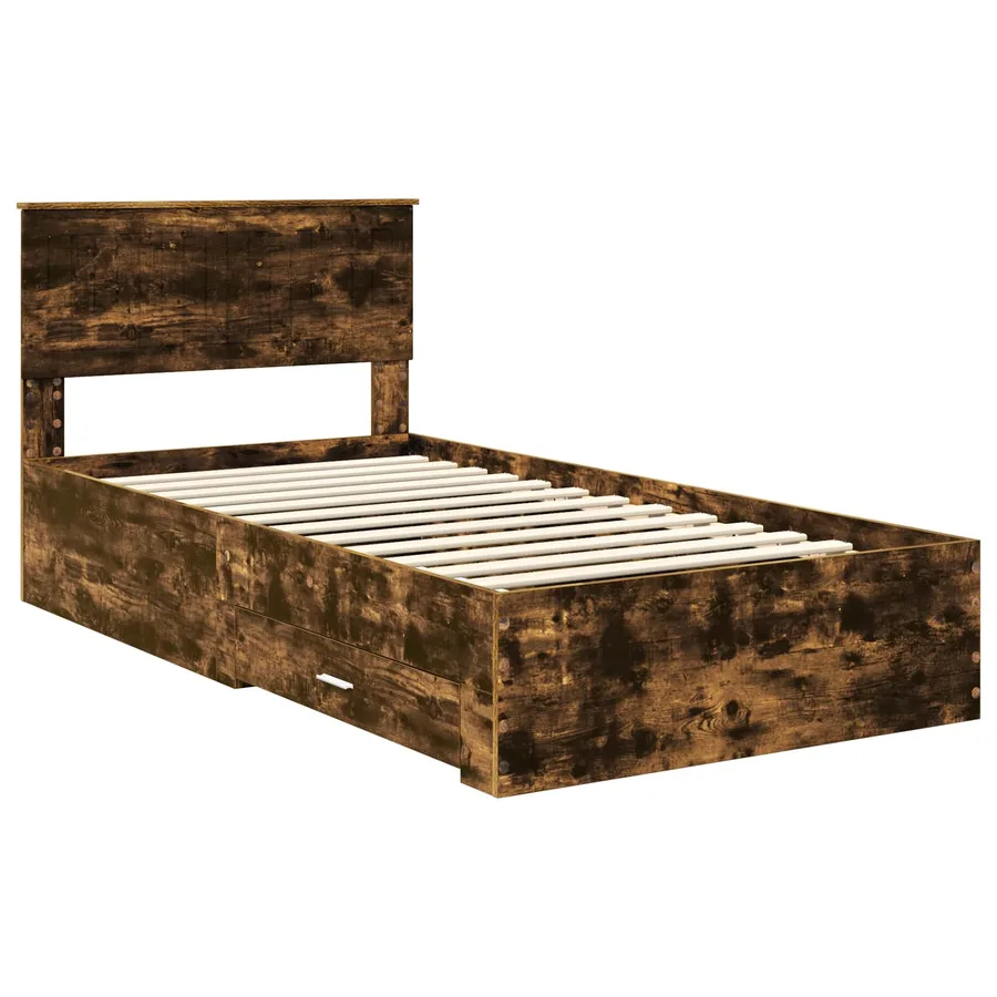 Cadre de lit Chêne fumé 100 x 200 cm Bois d'ingénierie - 4