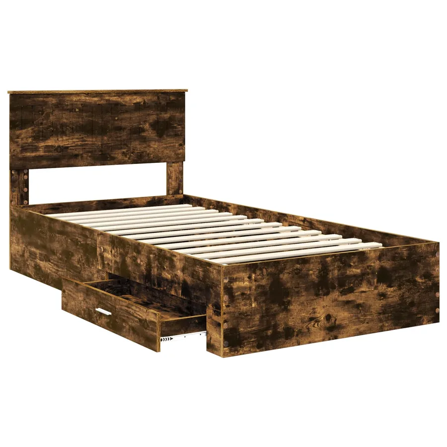 Cadre de lit Chêne fumé 100 x 200 cm Bois d'ingénierie - 5