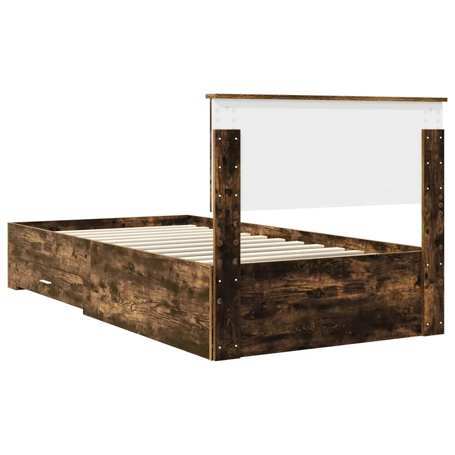 Cadre de lit Chêne fumé 100 x 200 cm Bois d'ingénierie - 9