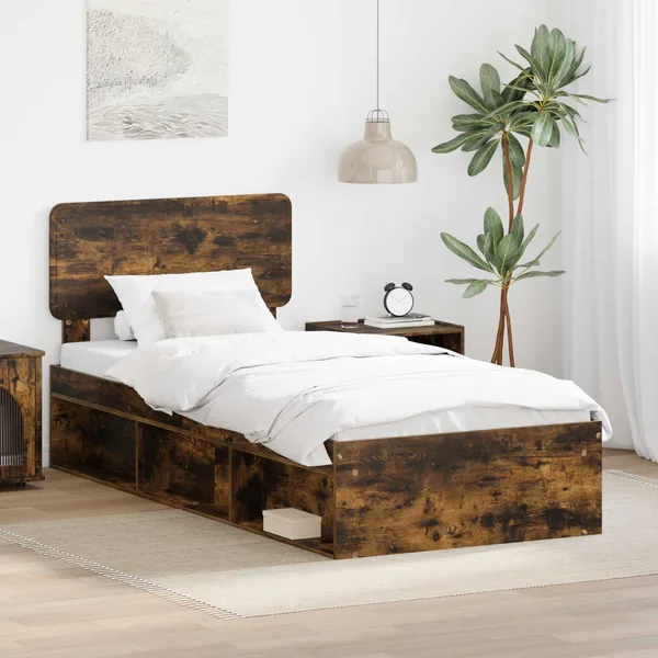 Cadre de lit Chêne fumé 100 x 200 cm Pin massif