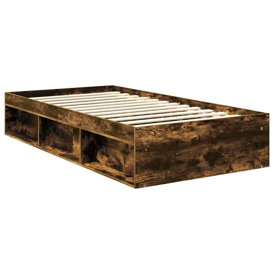Cadre de lit Chêne fumé 100 x 200 cm Pin massif - 5
