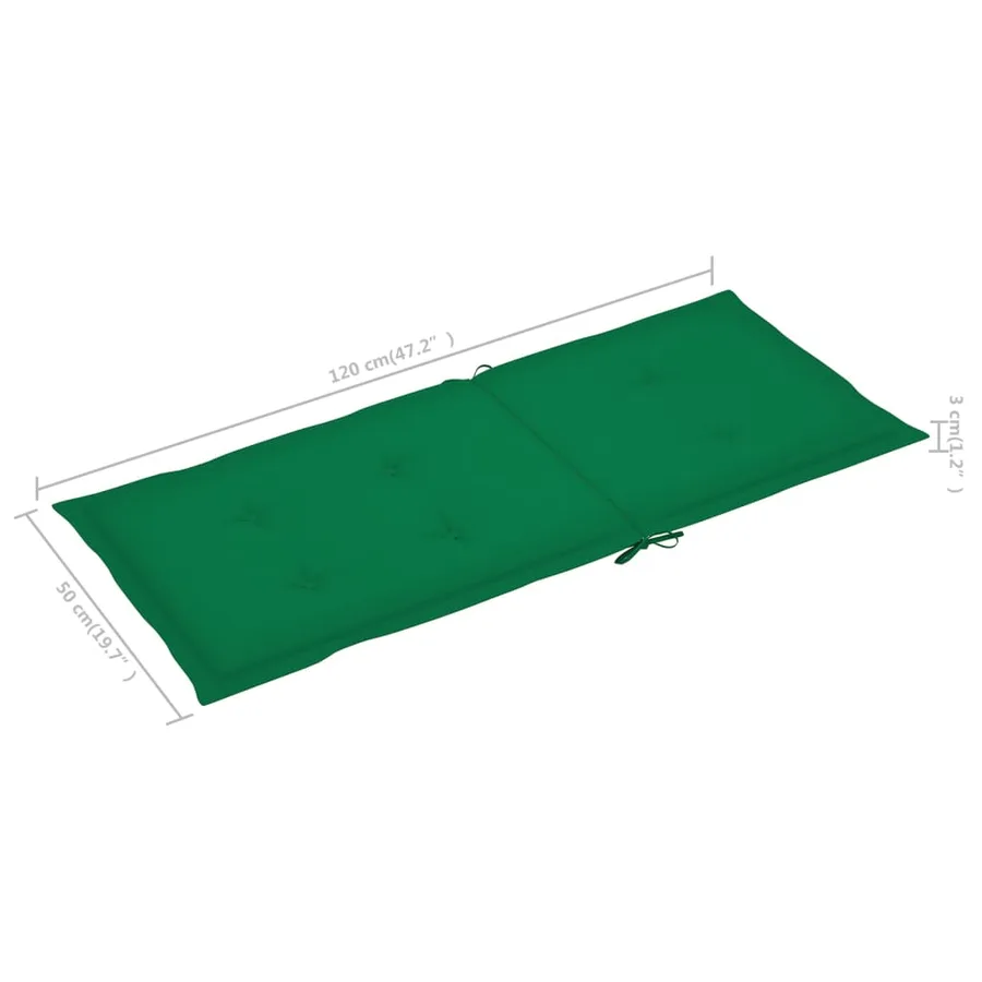 Chaises de jardin lot de 4 avec coussins vert Bois teck solide - 10