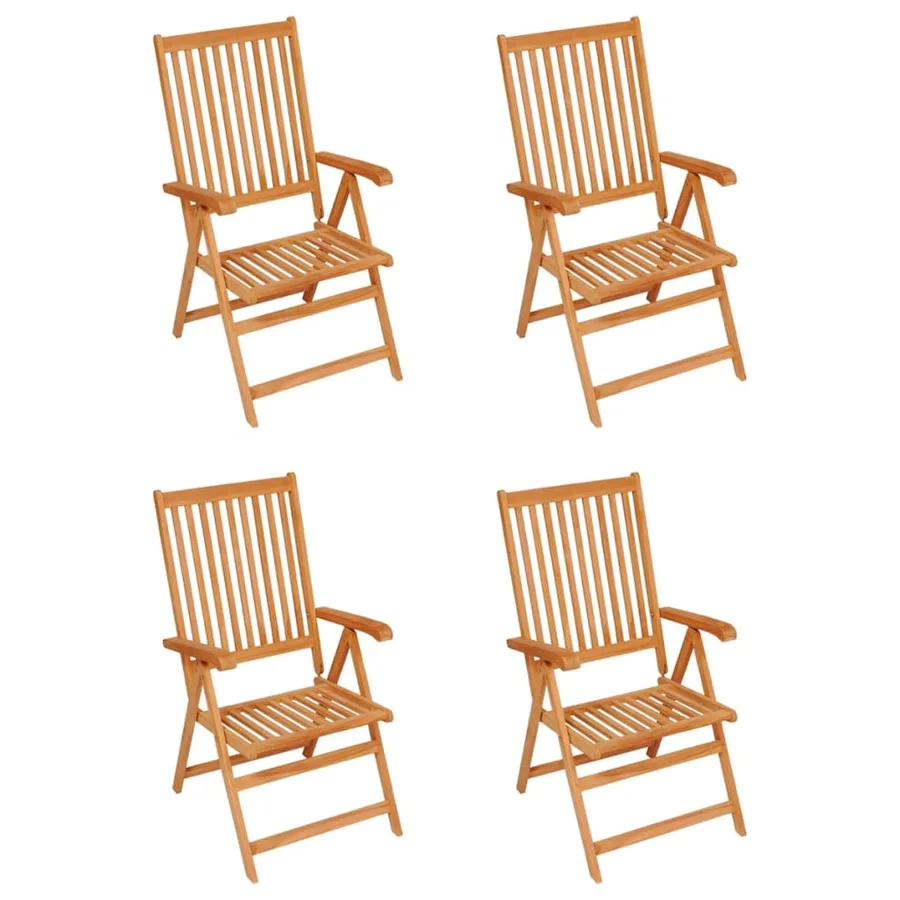 Chaises de jardin lot de 4 avec coussins vert Bois teck solide - 2