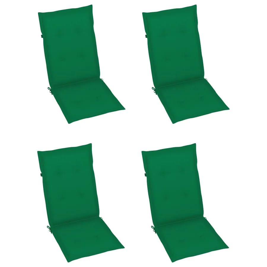 Chaises de jardin lot de 4 avec coussins vert Bois teck solide - 6