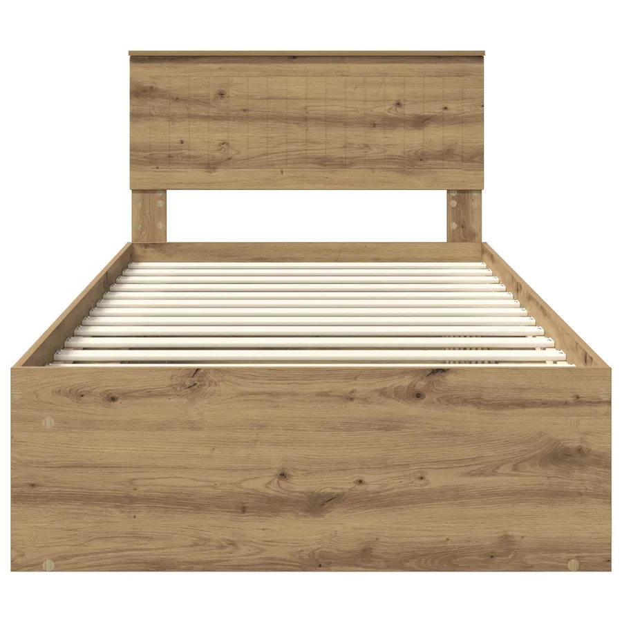 Cadre de lit Chêne artisan 100 x 200 cm Pin massif - 7